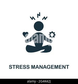 Symbol „Stressmanagement“. Monochromes, einfaches Element aus der Sammlung weicher Fertigkeiten. Kreatives Stressmanagement-Symbol für Webdesign, Vorlagen, Infografiken Stock Vektor