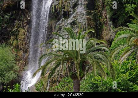 FRANKREICH. VAR (83). VILLECROZE. DIE WASSERFÄLLE IM GARTEN DES TROGLODYTENPARKS Stockfoto