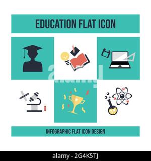 Schule Bildung flach Infografiken Symbole Vektor-Bild. Informative Infografik flaches Design, Tabelle der pädagogischen Fähigkeiten wächst aus dem Buch, Skills Icon an Stock Vektor
