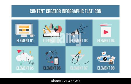 Flaches Design Konzept der Content Creator Illustration. Modernes flaches Design Konzept von Freelancer Blogger Content Creator Illustration Vektor Stock Vektor