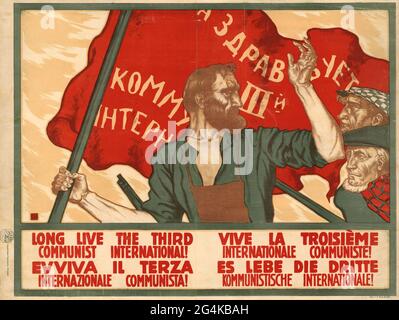 Es lebe die Dritte Kommunistische Internationale, 1920. Gefunden in der Sammlung der Russischen Staatsbibliothek, Moskau. Stockfoto