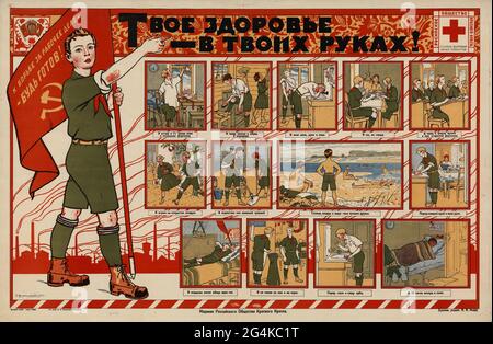 Deine Gesundheit liegt in deinen Händen!, 1925. Gefunden in der Sammlung der Russischen Staatsbibliothek, Moskau. Stockfoto