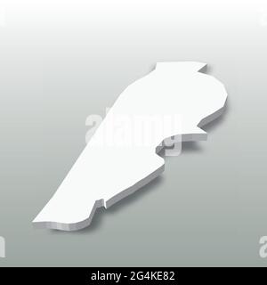 Libanon - weiße 3D-Silhouettenkarte des Landgebiets mit fallengelassenen Schatten auf grauem Hintergrund. Einfache flache Vektordarstellung Stock Vektor