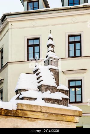 St. Michael Church Model, Po Farze Platz, Altstadt, Winter, Lublin, Woiwodschaft Lublin, Polen Stockfoto