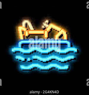 Abbildung des Leuchtsymbols für Stoßfänger-Wassermaschine mit Neonlicht Stock Vektor