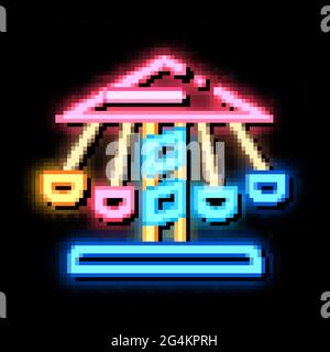 Kinder Karussell Neon leuchten Symbol Illustration Stock Vektor
