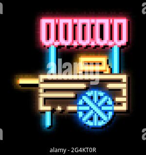 Mobile Imbissstände mit Leuchtsymbol in Neonfarben Stock Vektor
