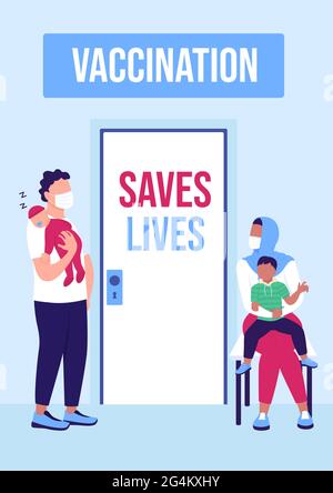 Flache Vektorvorlage für Impfkampagnenplakat Stock Vektor