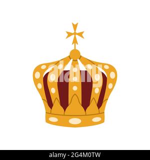 Vektor-Illustration einer goldenen königlichen Krone mit Edelsteinen auf weißem Hintergrund. Stock Vektor