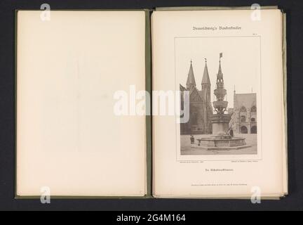 Fontin Op de Old Town Te Braunschweig; der alte Marktbrunnen; Braunschweigs Denkmäler. . Stockfoto