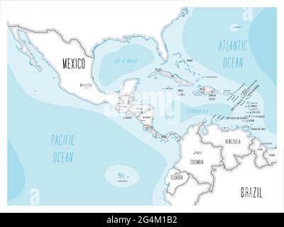 Mittelamerika-Karte - handgezeichnete Karikatur-Stil Stock Vektor