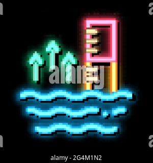 Erhöhung der Wassertemperatur Neonlicht-Symbol-Abbildung Stock Vektor