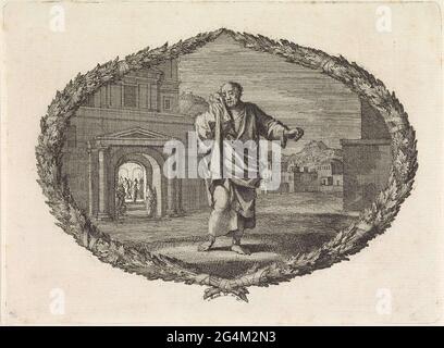 . Eine Performance in einer Kartusche aus Palmenzweigen. Im Vordergrund der weinende Petrus, der Christus dreimal verleugnet hat. Matt. 16: 75. Stockfoto