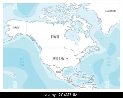 Nordamerika-Karte - handgezeichnete Cartoon-Stil Stock Vektor