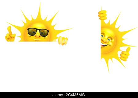 Sun-Zeichen Maskottchen hinter Banner Stock Vektor