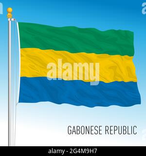Offizielle Nationalflagge Gabuns, afrikanisches Land, Vektorgrafik Stock Vektor