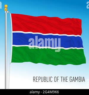 Gambia offizielle Nationalflagge, afrikanisches Land, Vektorgrafik Stock Vektor