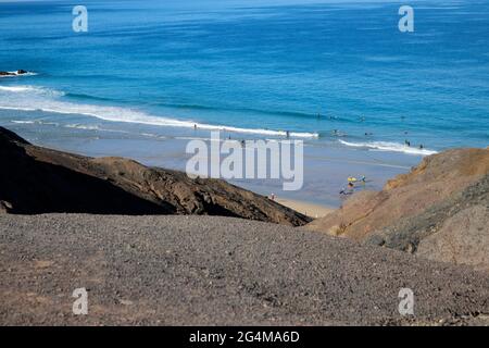 Impressionen: Playa Del Viejo Rey, Atantischer Ozean bei Istmo de La Pared, Jandia, Fuerteventura, Kanarische Inseln, Spanien/Fuerteventura, Kanarische I Stockfoto