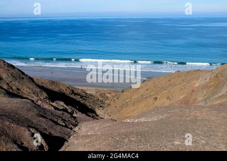 Impressionen: Playa Del Viejo Rey, Atantischer Ozean bei Istmo de La Pared, Jandia, Fuerteventura, Kanarische Inseln, Spanien/Fuerteventura, Kanarische I Stockfoto