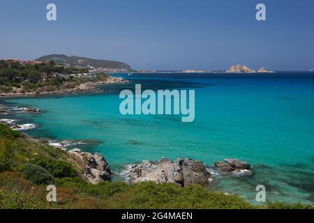 FRANKREICH (2B). KORSIKA, NORDKORSIKA. SOMMERAMBIENTE IN BALAGNE, SCHÖNE STRÄNDE. Stockfoto