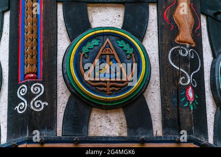 Historisches Linz an der Rine mit bunten Fachwerkhäusern, Rheinland-Pfalz, Gemrany Stockfoto