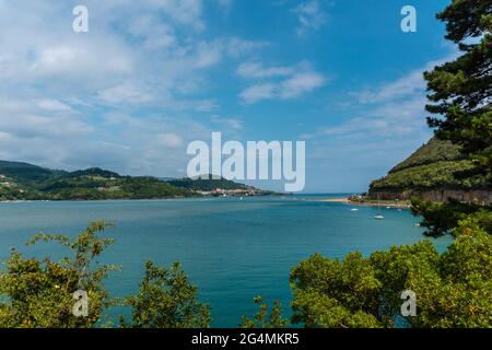 Eine Luftaufnahme von Urdaibai, Bizkaia Biosphärenreservat neben Mundaka. Baskenland Stockfoto