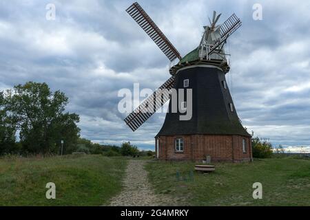 Windmühle Herd in der Region Salzhaff in der Nähe der Insel Poel Stockfoto