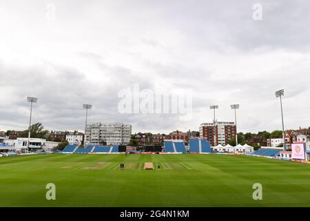 Ein allgemeiner Blick vor der Vitality Blast T20 auf dem 1. Central County Ground, Hove. Bilddatum: Dienstag, 22. Juni 2021. Stockfoto