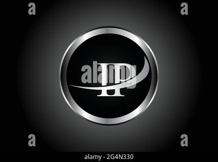 Silberner Buchstabe IP Metallkombination Alphabet Logo Icon Design mit grauer Farbe auf Schwarz-Weiß-Gradienten-Design für ein Unternehmen oder Unternehmen Stock Vektor