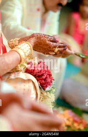 Hinduistische oder indische Hochzeitszeremonie Rituale und Traditionen Stockfoto