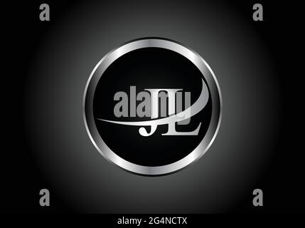 Silberner Buchstabe JL Metallkombination Alphabet Logo Icon Design mit grauer Farbe auf Schwarz-Weiß-Gradienten-Design für ein Unternehmen oder Unternehmen Stock Vektor