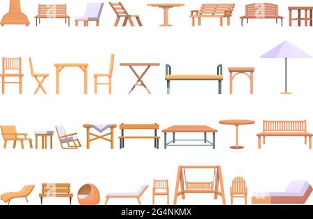 Ikonen für Gartenmöbel. Cartoon Satz von Outdoor-Möbel Vektor-Icons für Web-Design Stock Vektor