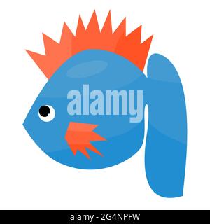 Schöne blaue Fisch Symbol isoliert Vektor-Illustration Stock Vektor
