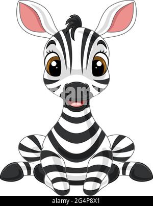 Cartoon niedlichen Baby Zebra sitzen Stock Vektor