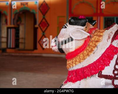 Schönes Idol des hinduistischen gottes herrn Nandi im Kanhwara shiva Tempel katni, Madhya Pradesh, indien. Stockfoto