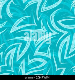 Vektor nahtloses Muster von türkisfarbenen Zickzack und Ecken. Vektor nahtlose geometrische Muster von abstrakten Formen aus Streifen und Linien. Hell Stock Vektor