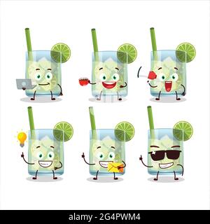 Guaro Zeichentrickfigur mit verschiedenen Arten von Business-Emoticons. Vektorgrafik Stock Vektor