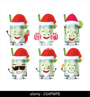 Weihnachtsmann-Emoticons mit guaro-Zeichentrickfigur. Vektorgrafik Stock Vektor
