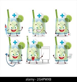 Arzt Beruf Emoticon mit guaro Zeichentrickfigur. Vektorgrafik Stock Vektor