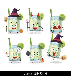 Halloween Ausdruck Emoticons mit Cartoon-Charakter von guaro. Vektorgrafik Stock Vektor