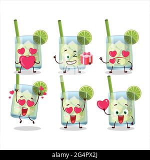 Guaro Zeichentrickfigur mit Liebe niedlichen Emoticon. Vektorgrafik Stock Vektor