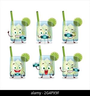 Fotograf Beruf Emoticon mit guaro Zeichentrickfigur. Vektorgrafik Stock Vektor