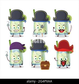 Cartoon-Charakter von guaro mit verschiedenen Piraten Emoticons. Vektorgrafik Stock Vektor