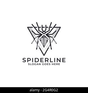 spider Line Art Logo Design Vektor, am besten für Haustier oder Tier Logo Inspirationen Stock Vektor