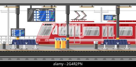 Moderner Bahnhof mit Hochgeschwindigkeitszug Stock Vektor