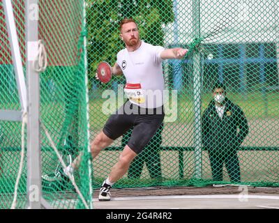 Deutscher Diskus-Werfer Christoph Harting SCC Berlin beim Schönebecker Solecup 2021 Stockfoto