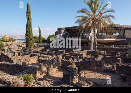 Ansicht der Wallfahrtskirche St. Peters in Kapernaum Israel Stockfoto