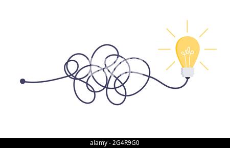 Komplexe einfache Weg von Anfang bis Idee. Chaos Vereinfachung, Problemlösung und Business-Lösungen Ideensuche Konzept Vektor Illustration. Stock Vektor