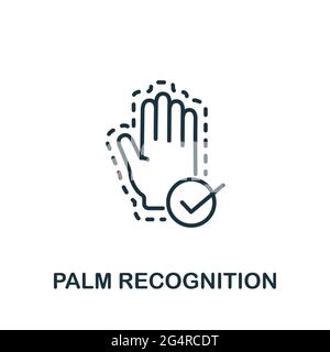 Palm Recognotion-Symbol aus der Authentifizierungssammlung. Einfaches Linienelement Palm Recognotion Symbol für Vorlagen, Webdesign und Infografiken Stock Vektor