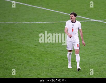 London, England, 22. Juni 2021. Harry Maguire aus England während des UEFA-Europameisterschaftsspiel im Wembley-Stadion in London. Bildnachweis sollte lauten: David Klein / Sportimage Stockfoto